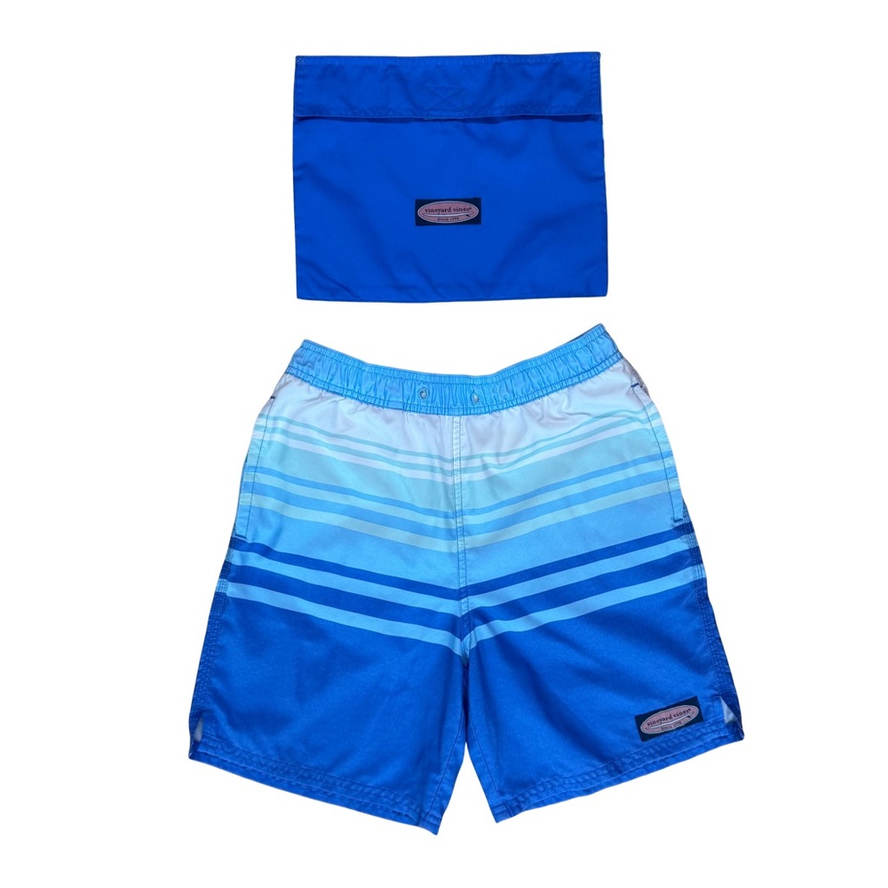 Vineyard Vines Men’s Blue Striped Swim Shorts